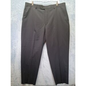 Versini Mens 39 Waist Black 100% Wool Flat Front Dress Pants Trousers 39x30